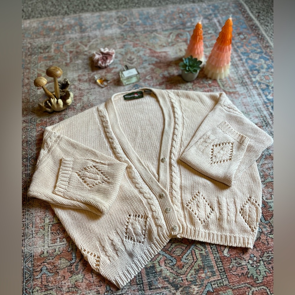 Baby Pink/Cream Cardigan Sweater